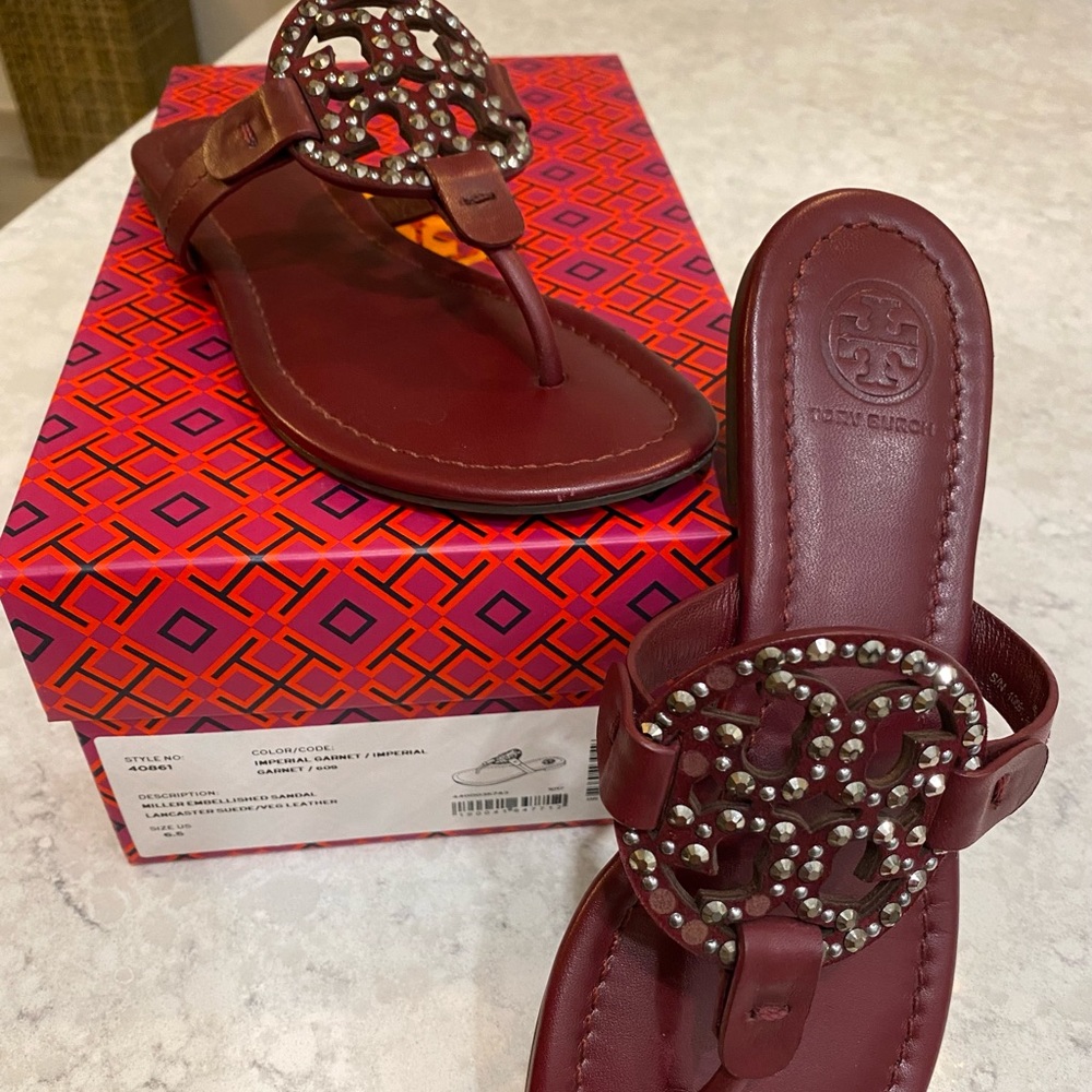 TORY BURCH  Rhinestones Miller Sandals. Like New